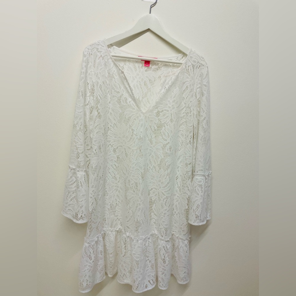 Resort White Lace Swim Lilly Pulitzer Payton Cover-up Dress SIZE XL - Picture 2 of 5